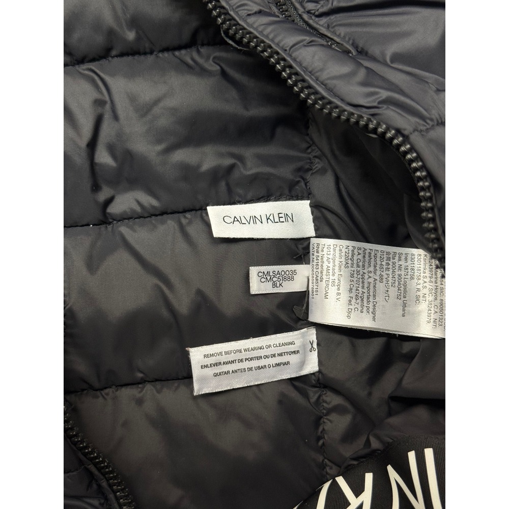 Calvin Klein Mens Puffer Jacket Black Hooded Water Resistant CMC51888 Medium - Picture 12 of 12